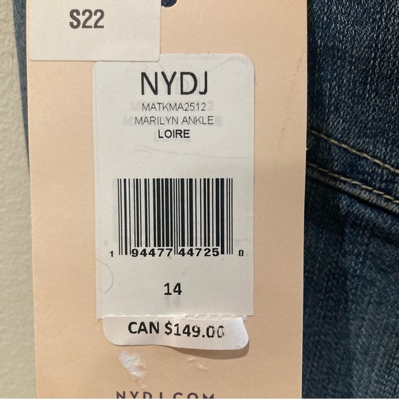 NYDJ Sz 14 Marilyn Straight Ankle Mid Wash Lift Tuck Technology Jeans NEW - Picture 10 of 16